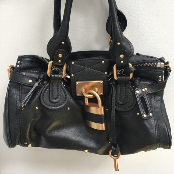 Chloe Handbags - Chloé Paddington black leather lock key bag